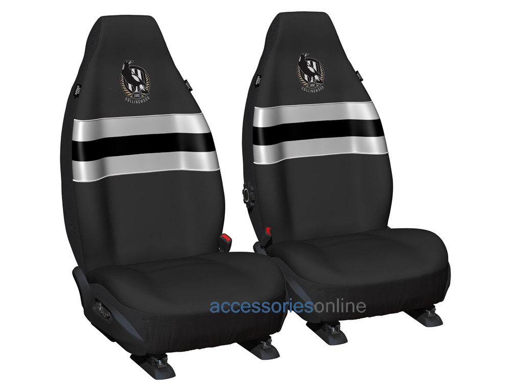 AFL Front Car Seat Covers Set Of 2 One Size Fits All Collingwood Magpies 