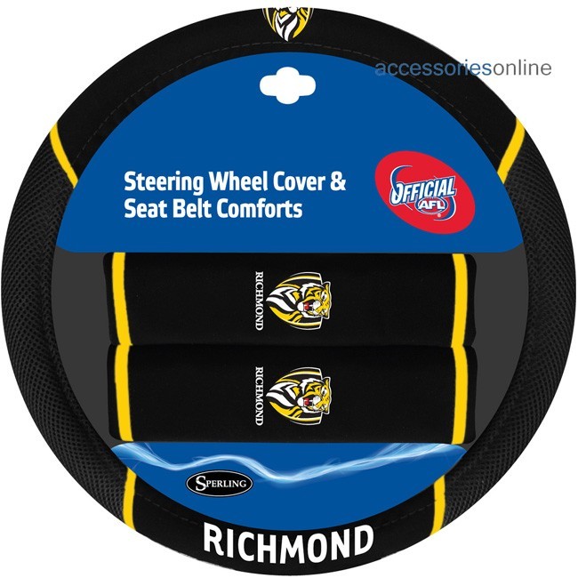 AFL RICHMOND TIGERS car Steering Wheel & Seat-belt cover SET