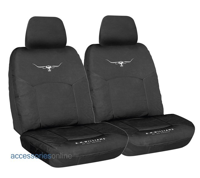 RM WILLIAMS STOCKYARD CANVAS Front car seat covers BLACK *FREE SHIPPING