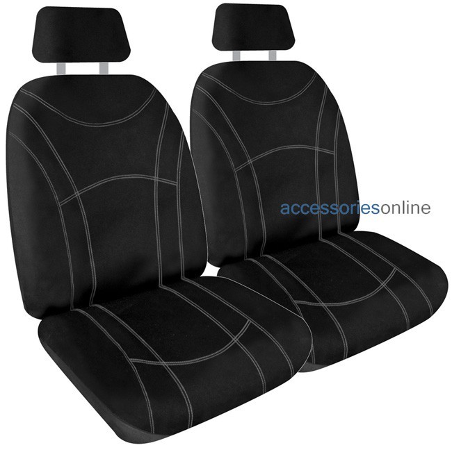 Getaway NEOPRENE Front car seat covers BLACK with SILVER-WHITE stitching