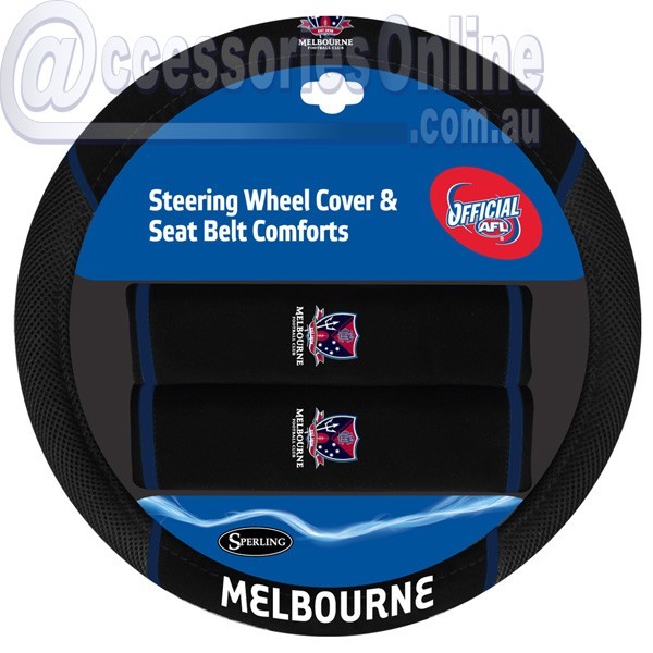 AFL MELBOURNE DEMONS car Steering Wheel & Seat-belt cover SET