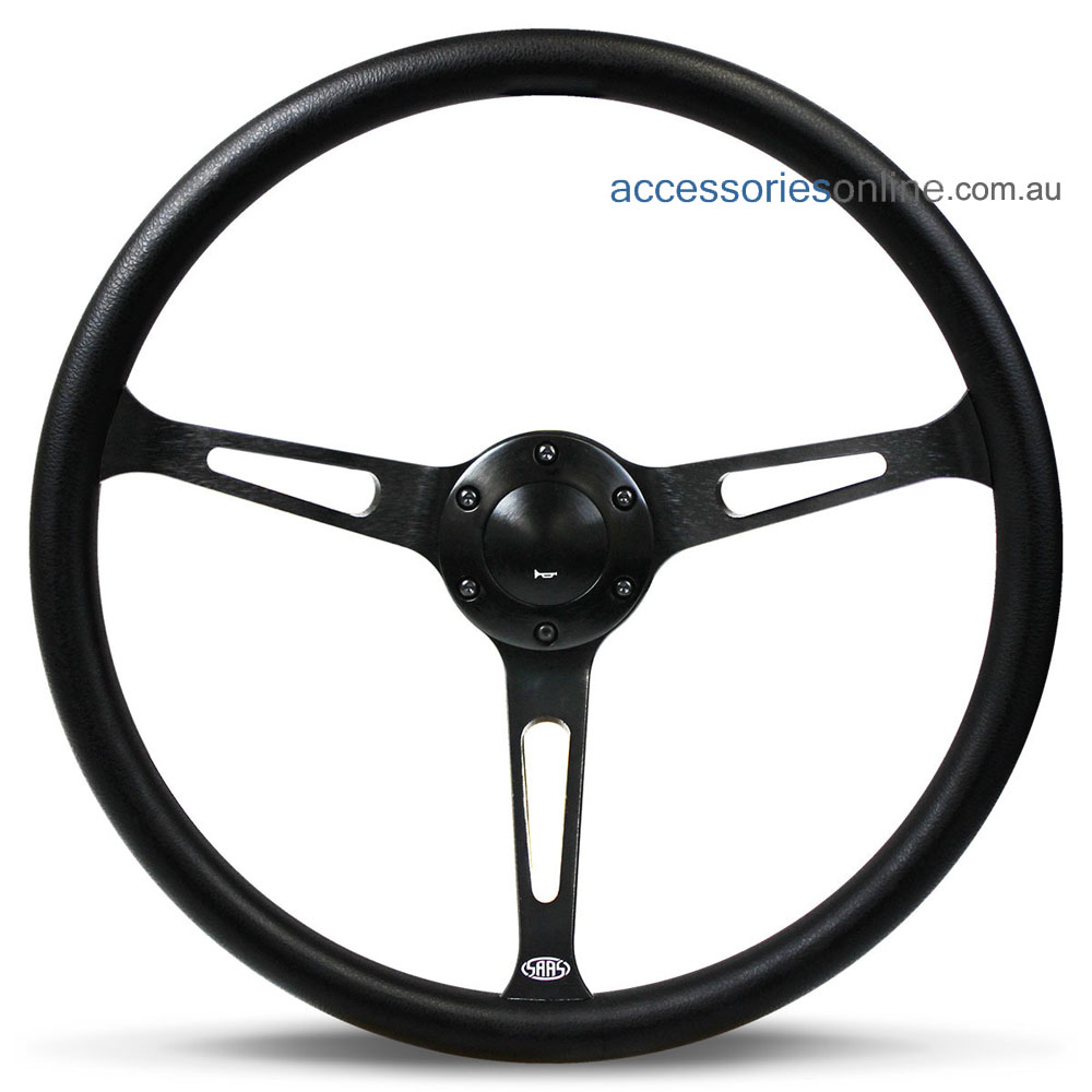 15" POLY DEEP DISH with BLACK Slotted spokes CLASSIC sports steering wheel by SAAS