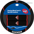 AFL ESSENDON BOMBERS car Steering Wheel & Seat-belt cover SET