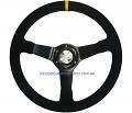 14" SUEDE Dished Drifter, Black Spokes, Indicator, sports steering wheel by SAAS