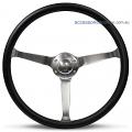15" POLY DEEP DISH with SATIN ALLOY Solid spokes CLASSIC sports steering wheel by SAAS