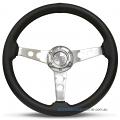 14" LEATHER with Polished Spokes, Retro sports steering wheel by SAAS
