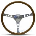 15" WOOD DISHED with BRUSHED ALLOY spokes CLASSIC sports steering wheel by SAAS 